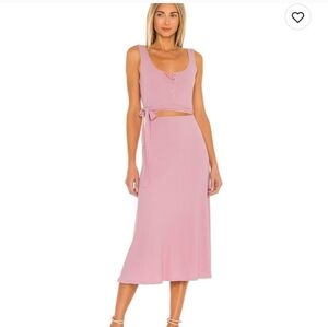 Lovers + Friends Malone Midi Dress Peony Pink Sleeveless Ribbed S